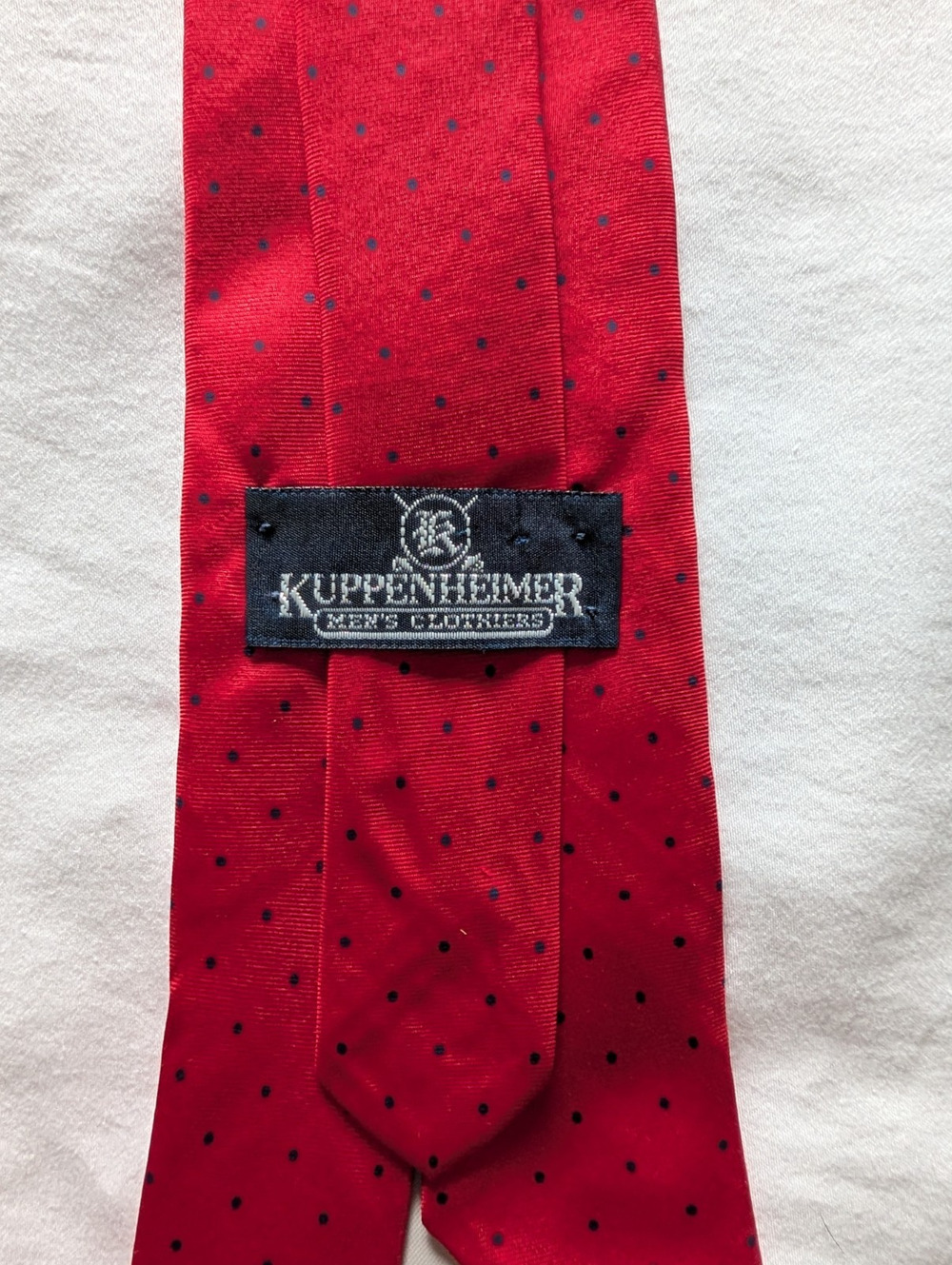 Vintage Kuppenheimer Men’s Woven Silk Tie Polka Dot Red/Black Pointed One Size